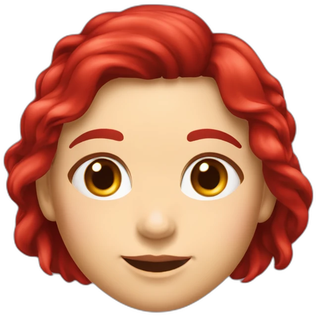 Menina caucasiana de cabelo vermelho longo liso piscando emoji