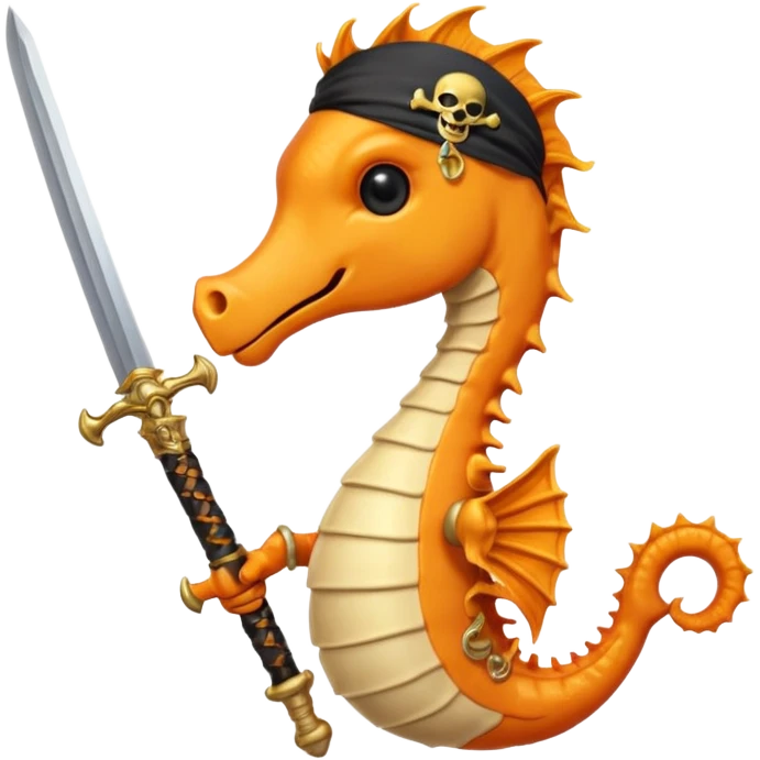Orange pirate seahorse emoji