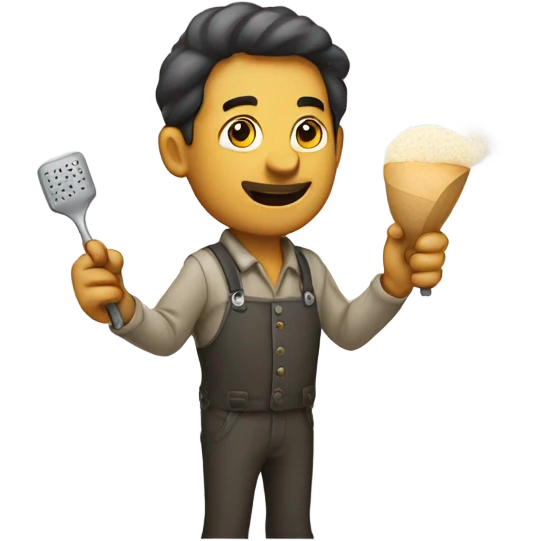 Man with a lighter and a spoon full of flour emoji