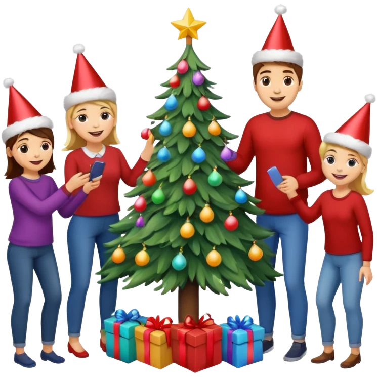 people decorating a Christmas tree emoji