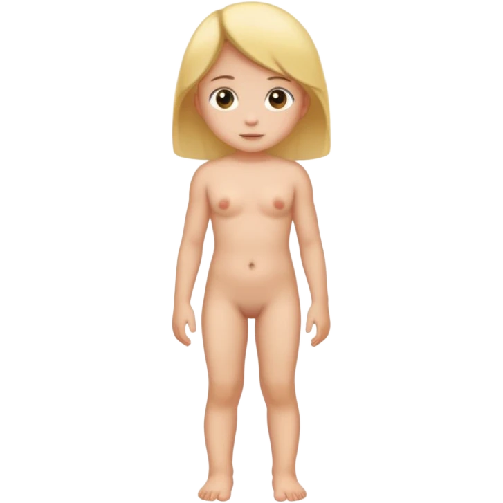 A small girl with flat chest standing unclothed emoji
