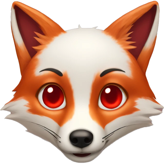 deep lush red fox face with tiny red heart instead of eyes emoji