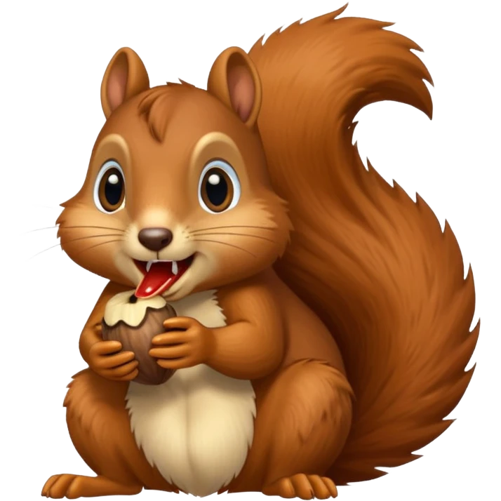 Long toothed squirrel swallows acorn, panicked emoji