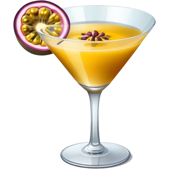 Passionfruit martini half passionfruit in the glass top view  emoji