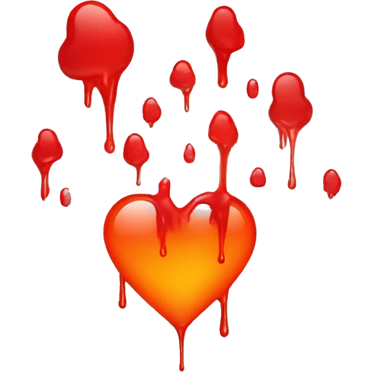 dripping bleeding red heart glowing red orange warmth emoji