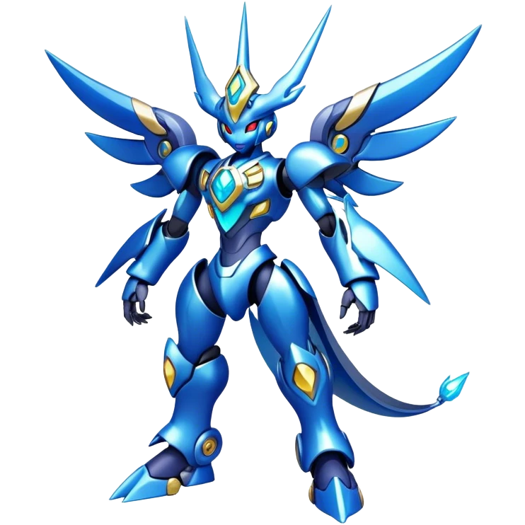 Shiny Futuristic Mechanical Glossy Celestial Godly Divine Fakemon-Pokemon-Digimon-Spectrobes-fusion, full body emoji