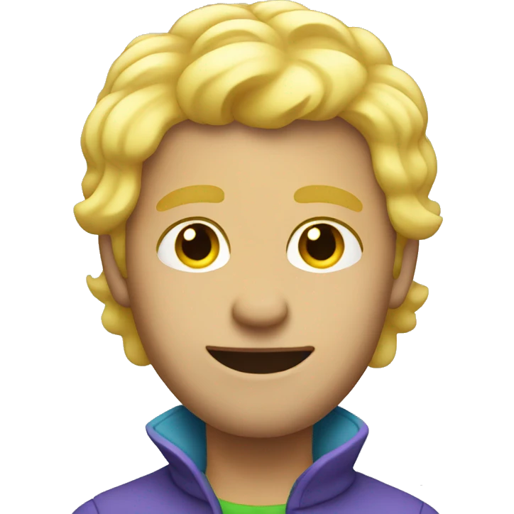 Man with blonde hair under rainbow emoji