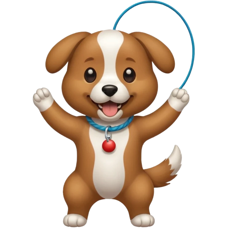 dog playing with a string toy emoji