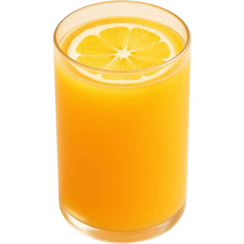glass of orange juice with condensation, realistic and vibrant, skeuomorphism icon style emoji