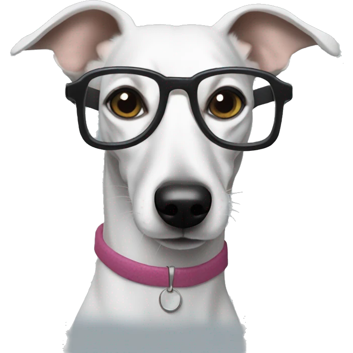 Whippet wearing glasses emoji