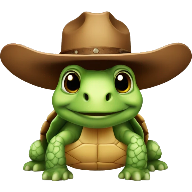 A very cute tortoise with a cowboy hat emoji