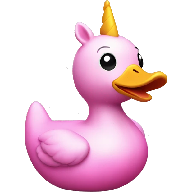 Rubber pink duck in form of a unicorn. Whole duck body should be coloured in pink emoji