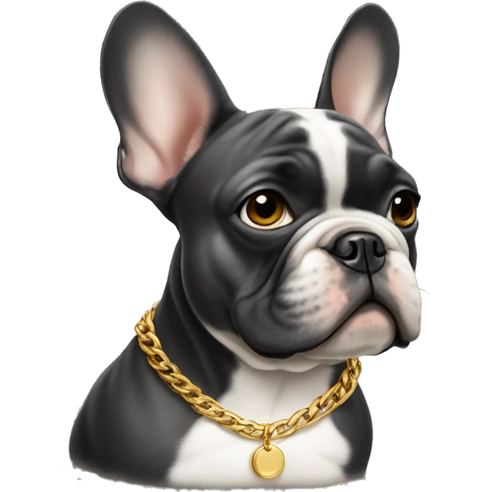 French bulldog wearing a gold chain emoji