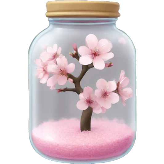 Realistic sakura in a transparent jar emoji