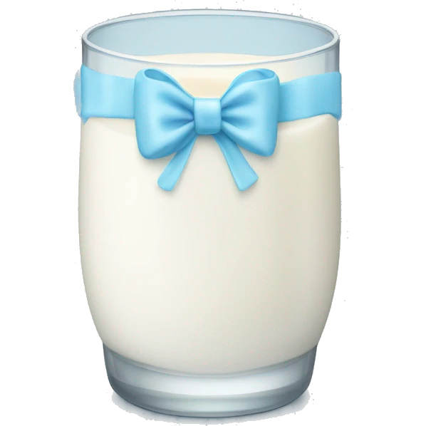Glass of milk with a light blue bow wrapped around the glass  emoji
