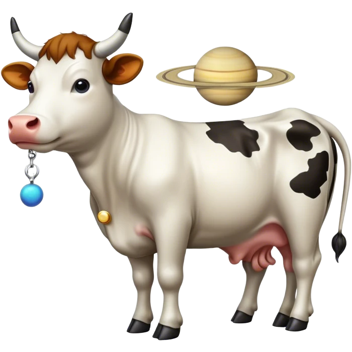 A cow with the body of Saturn  emoji