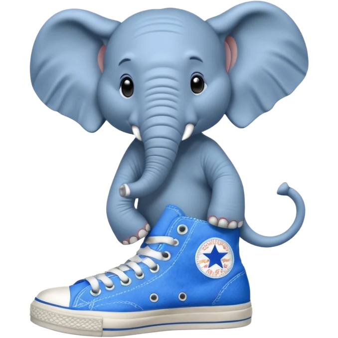 Elephant wearing blue converse tennis shoes emoji