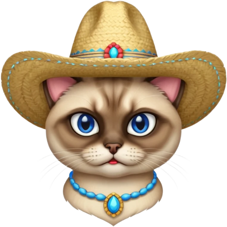 Angry siamese cat wearing sombrero  emoji