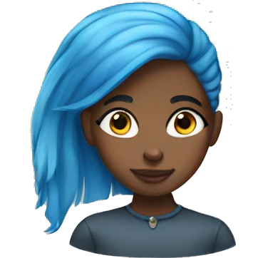 Black girl with blue hair being quiet emoji