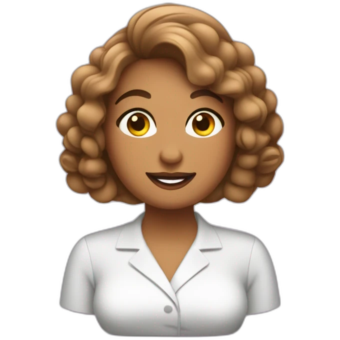 Manicurista gordita con pelo castaño medio largo emoji