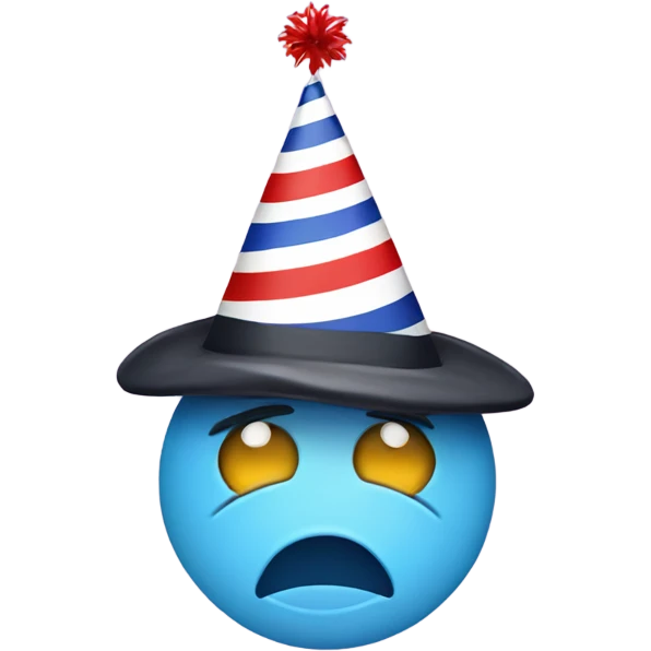 Crying face with party hat emoji