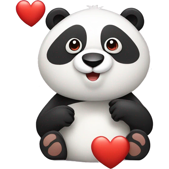 Oso panda con un corazón que diga te amo emoji