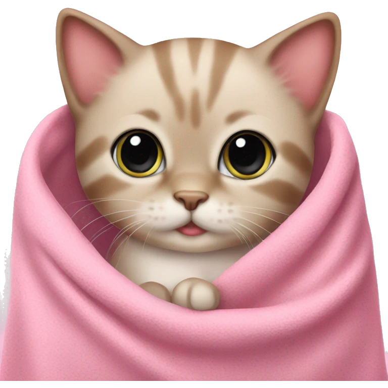 Cute kitten in pink blanket emoji