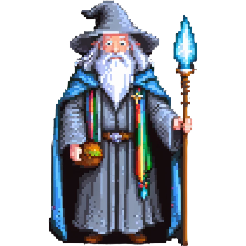 Gandalf the wizard with white beard, staff, and magical robe emoji
