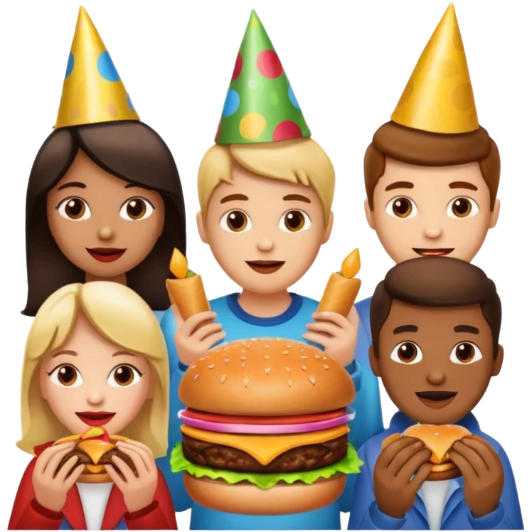 A group of hungry people eating burgers. emoji