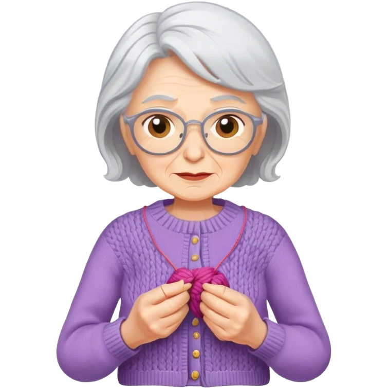 Grandma knitting a sweater emoji