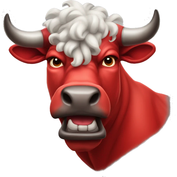 Red anthropomorphic brutal bull emoji