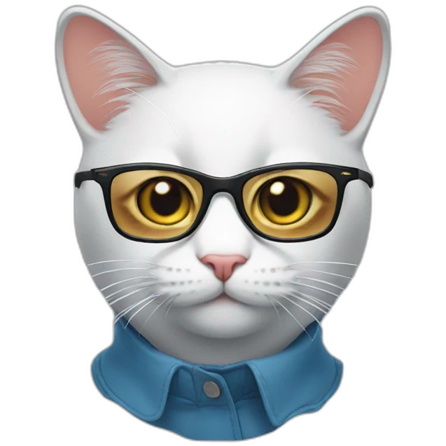 The cat with glasses shows the fact emoji