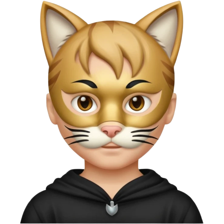 boy wearing cat theme half mask emoji