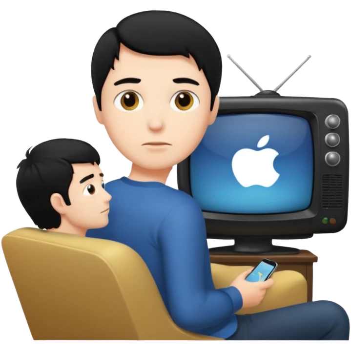 light black hair man watching TV emoji