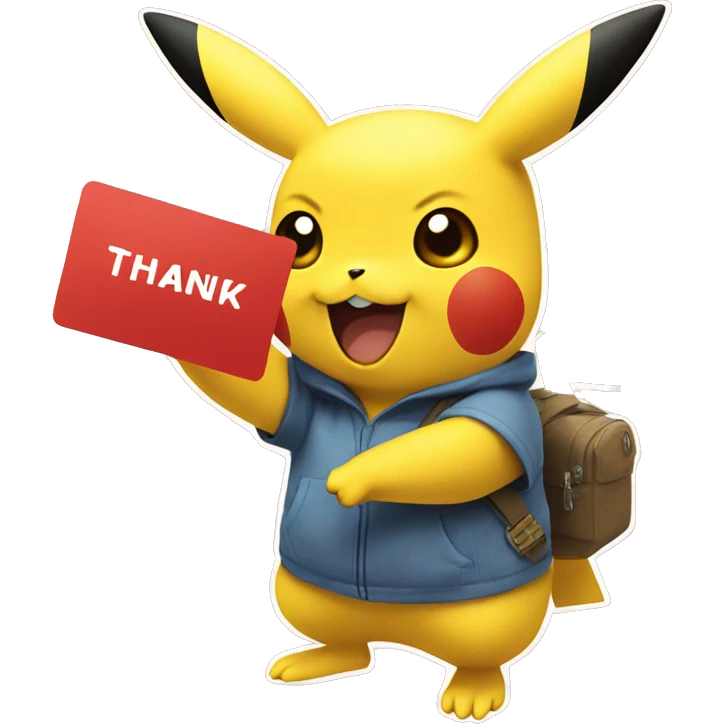 pikachu with a card saying thanks for the appreciation emoji