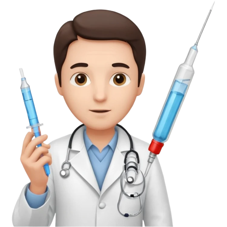 doctor of medicine holding very big syringe emoji