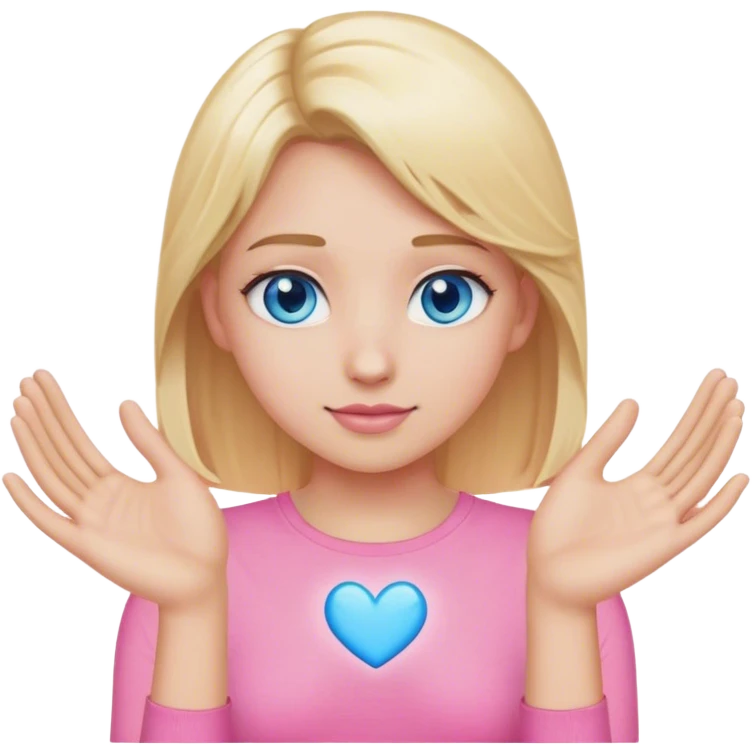 Blonde hair heart hands emoji pink top blue eyes  emoji