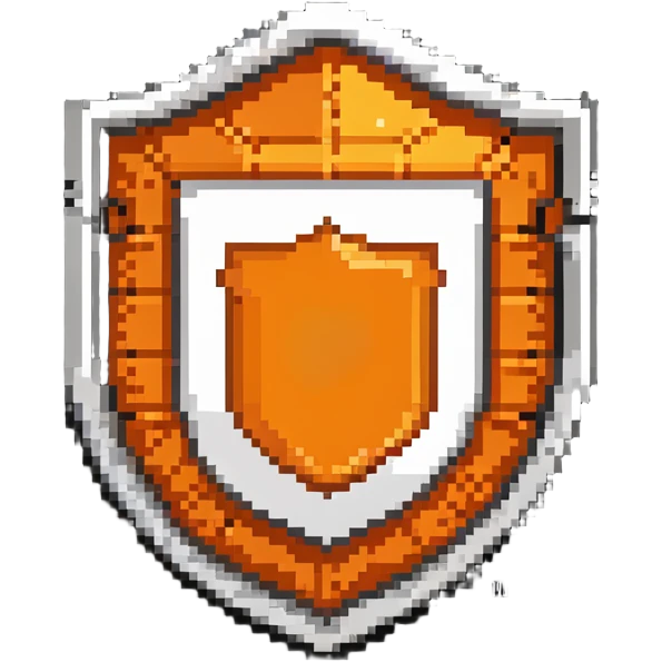HTML5 logo in pixel art style with classic orange shield and white details emoji