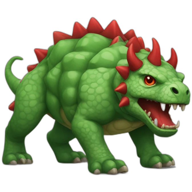 Green Tarasque with six paws and back covered with red horns emoji