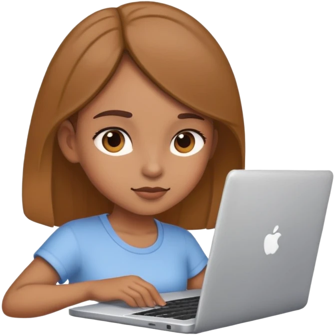 Light brown girl doing work on the laptop  emoji