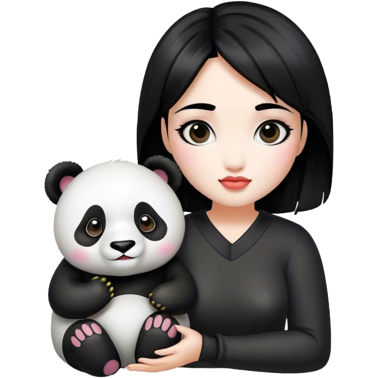 Black hair woman with panda emoji