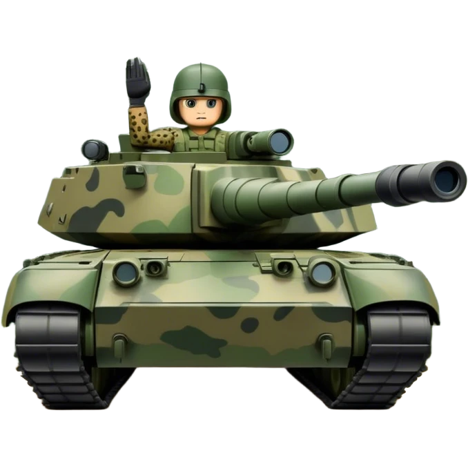 Leopard 2A7 (2021) – Cinematic-realistic Leopard 2A7 tank, its sleek, dark-green camo frame moving through a dense forest. The tank commander peers through binoculars as the 120mm gun elevates slightly, its thick armor reflecting the flickering light of an overcast sky, while rain drips off its reinforced turret. emoji