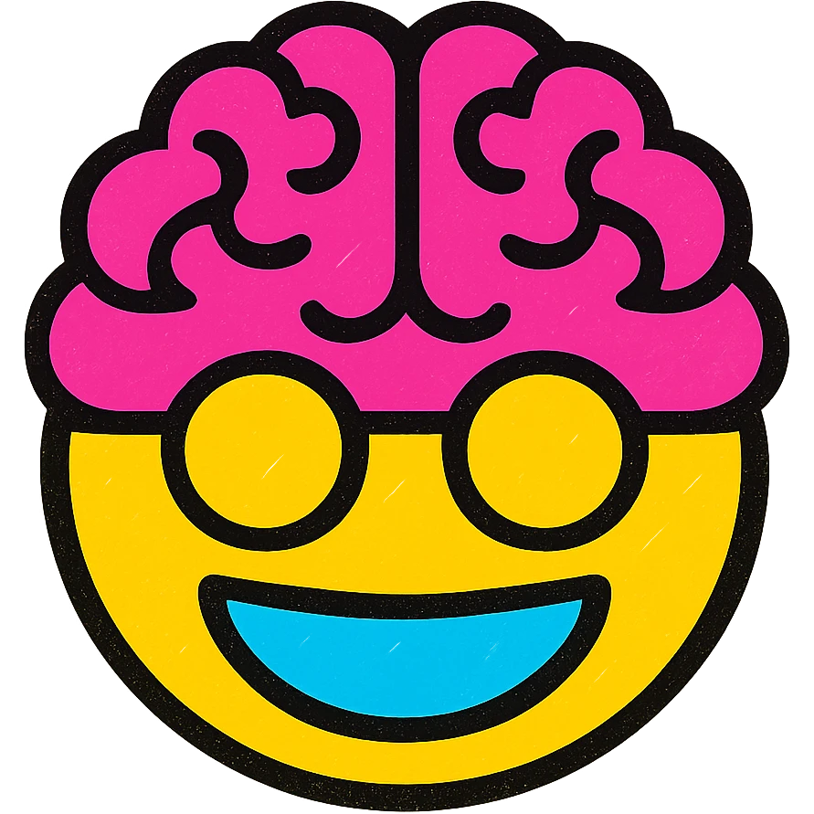 A brain emoji with a clean, simple design, bold outlines, and vibrant colors emoji