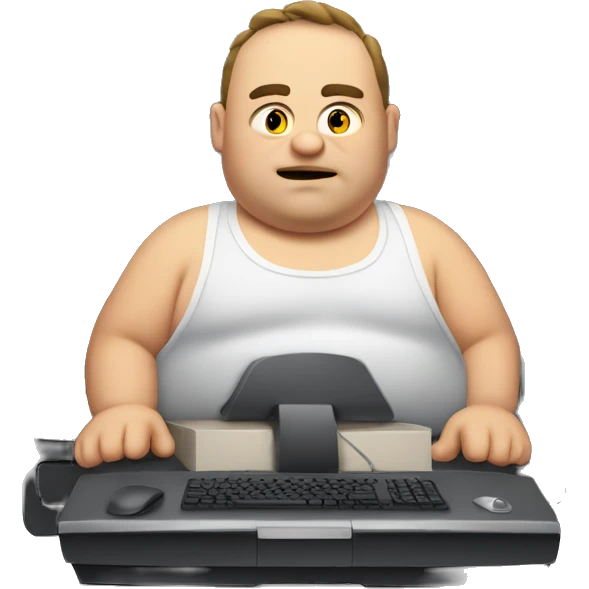 Fat guy on a gaming computer emoji