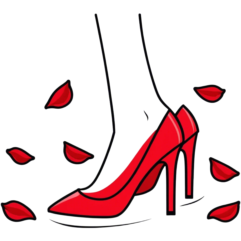 red high heels with dried rose petals in the heels emoji