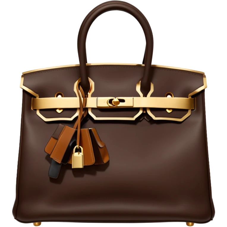 hermes birkin deep chocolate brown color bag gold hardware emoji