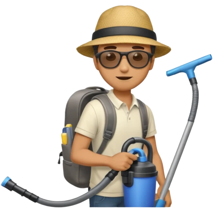 Dude cleaning car with a vacuum in a backpack emoji