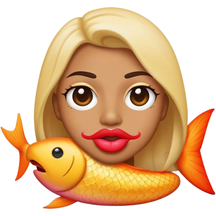 Emoji fish lips holding a peace sign emoji