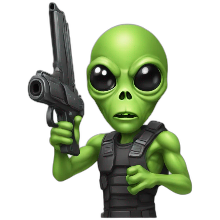 Alien avec un pistolet dans la main emoji