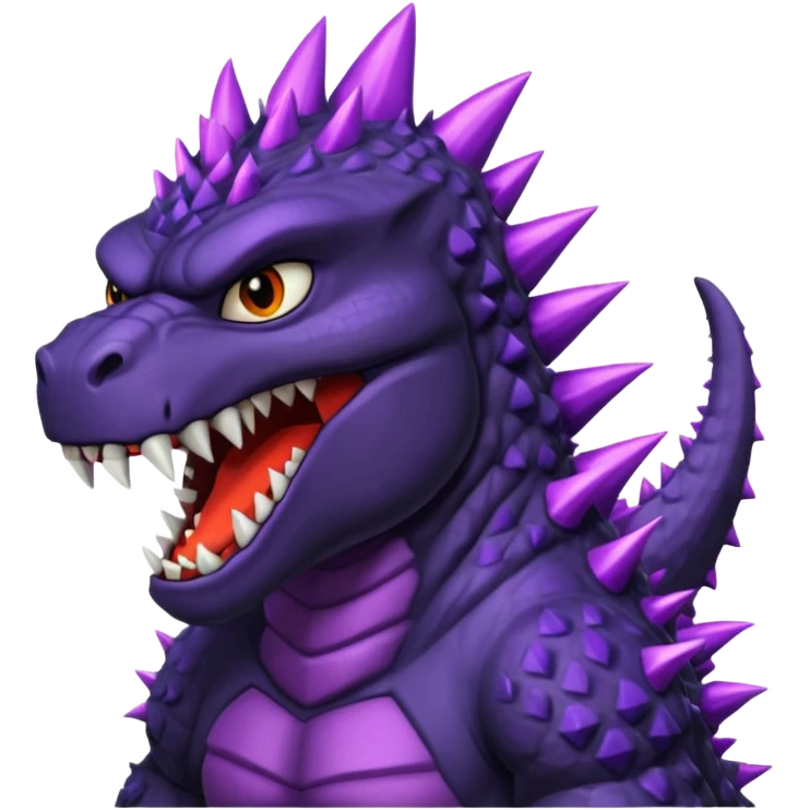 Godzilla black, purple spikes emoji
